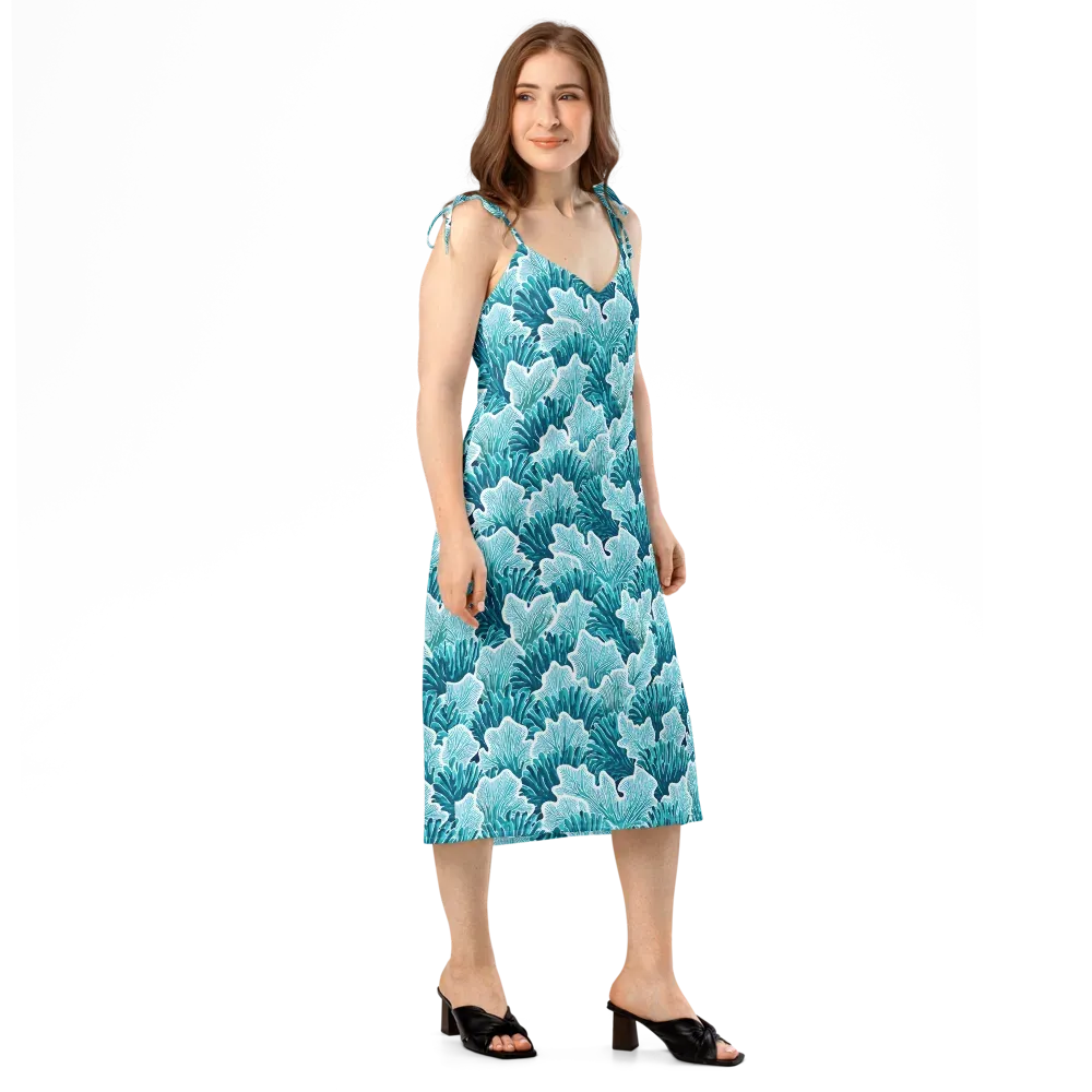Azure Coral on Slip Dress — Right Front
