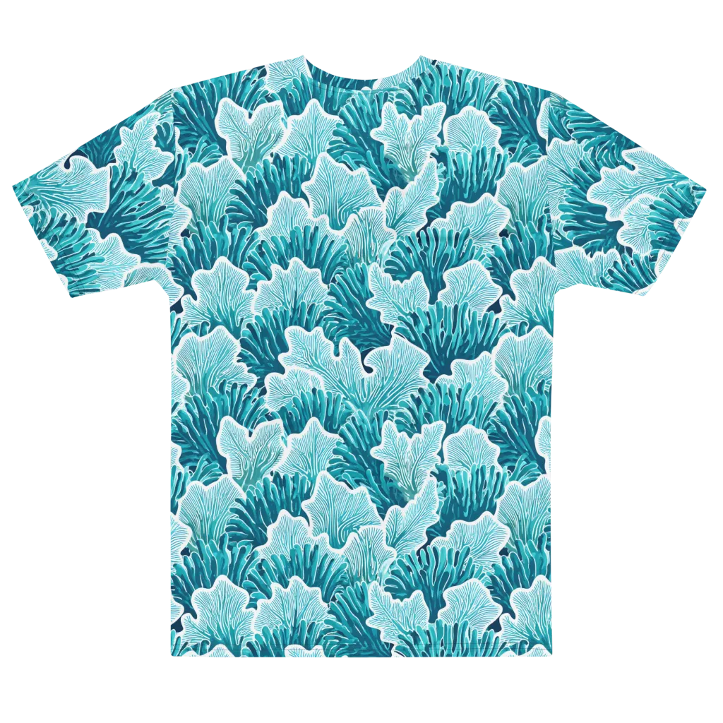 Azure Coral on Men's Cotton Crew Neck T-Shirt — Front print