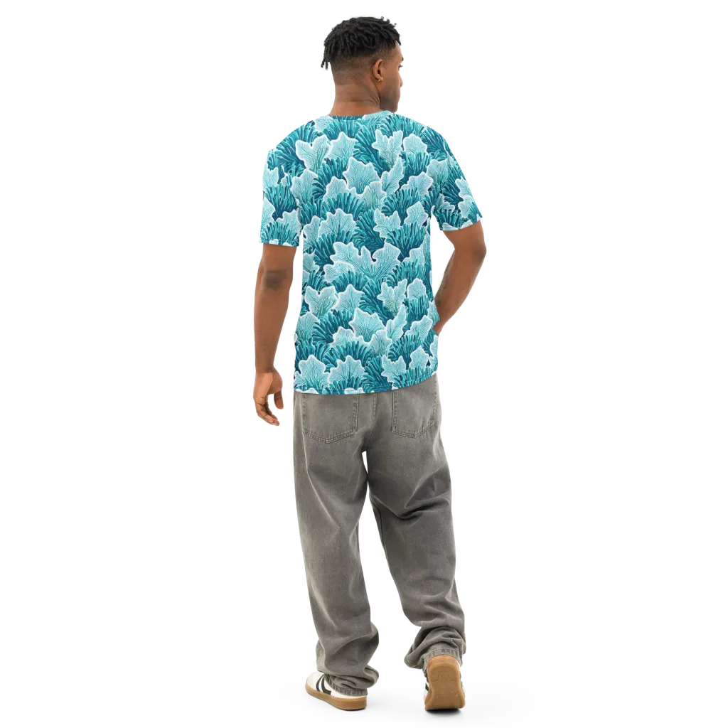 Azure Coral on Men's Cotton Crew Neck T-Shirt — Back