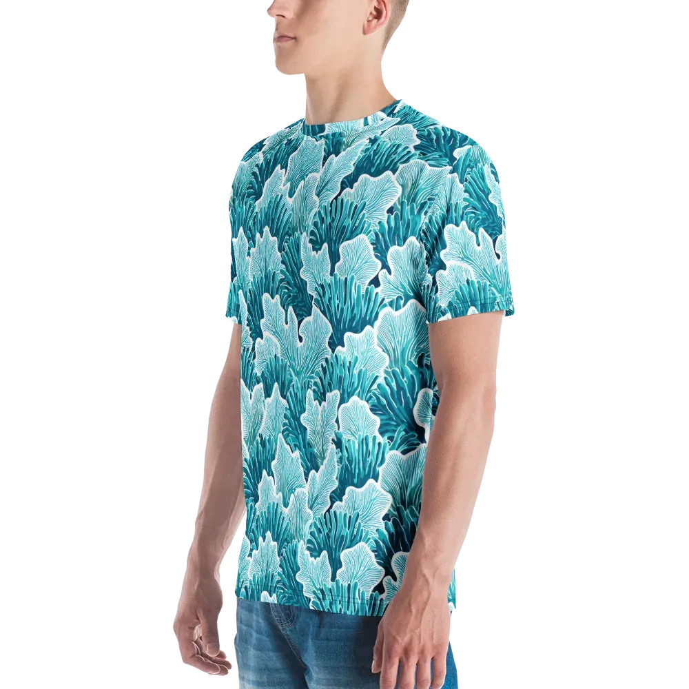 Azure Coral on Men's Crew Neck T-Shirt — Left