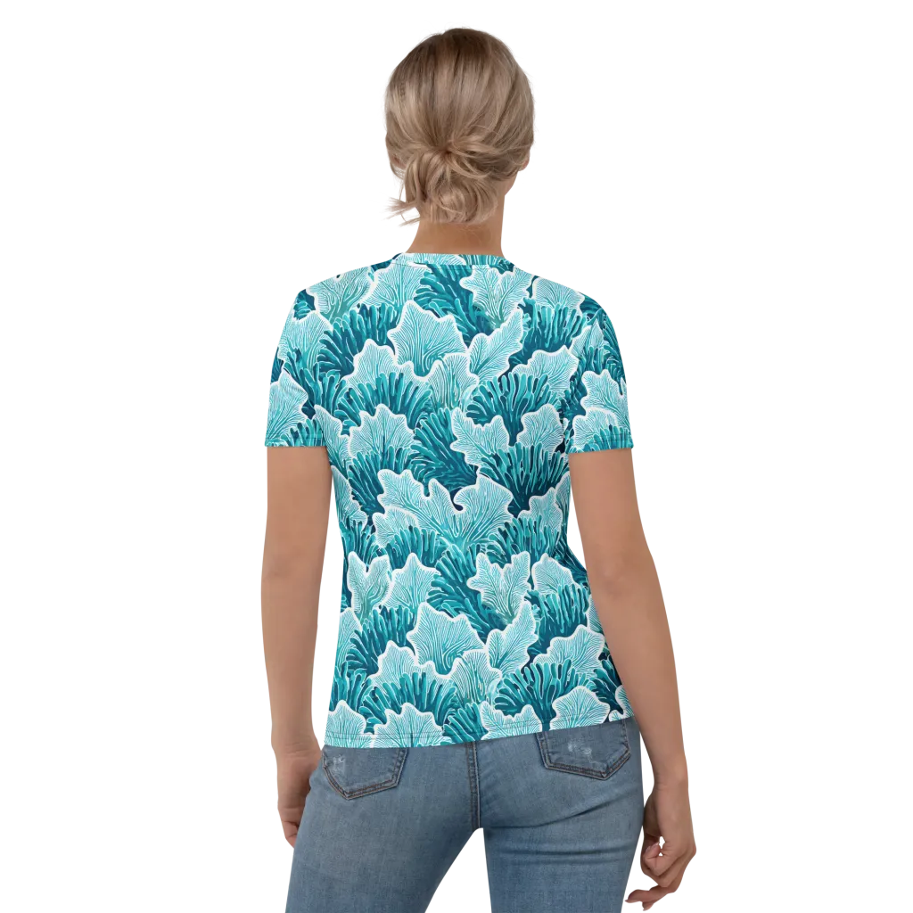 Azure Coral on Women's Crew Neck T-Shirt — Back