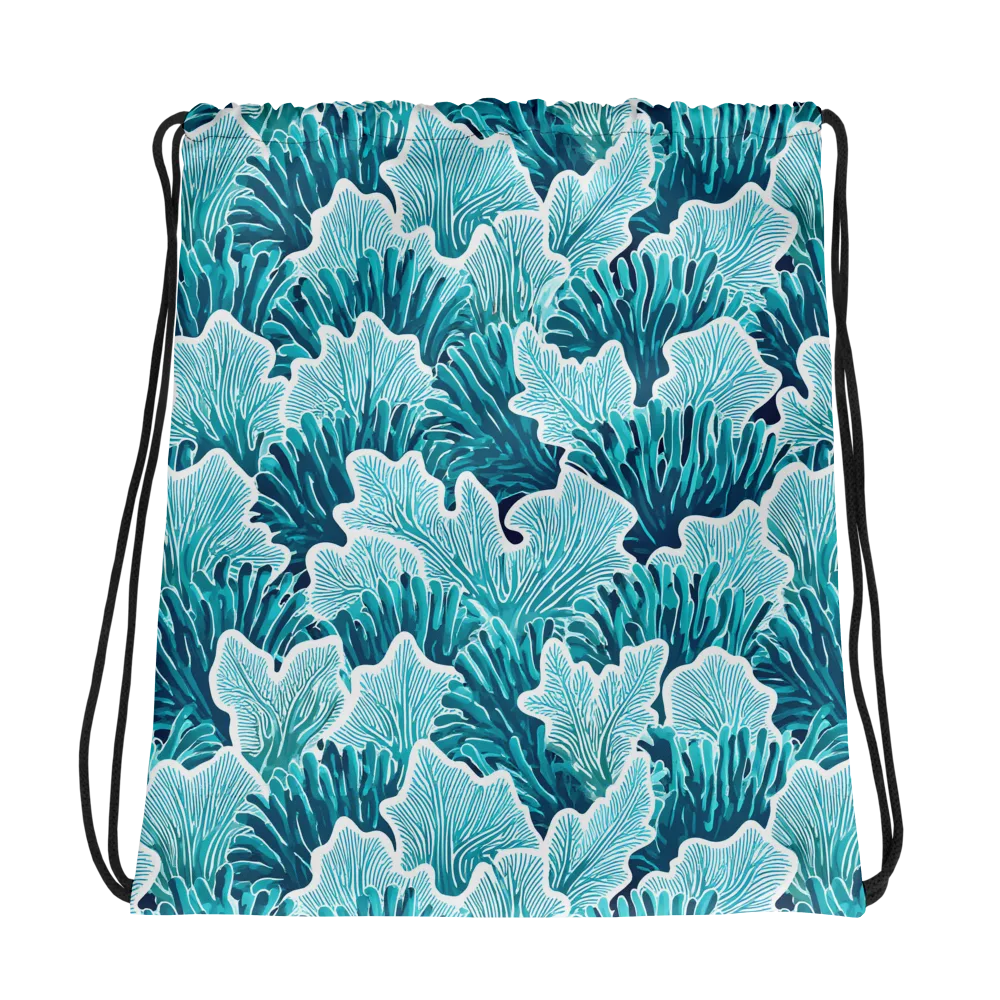 Azure Coral on Drawstring Bag — Mockup
