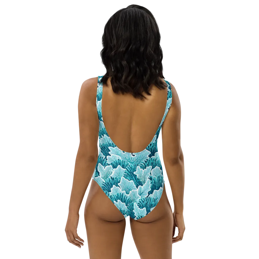 Azure Coral on One-Piece Swimsuit — Back print