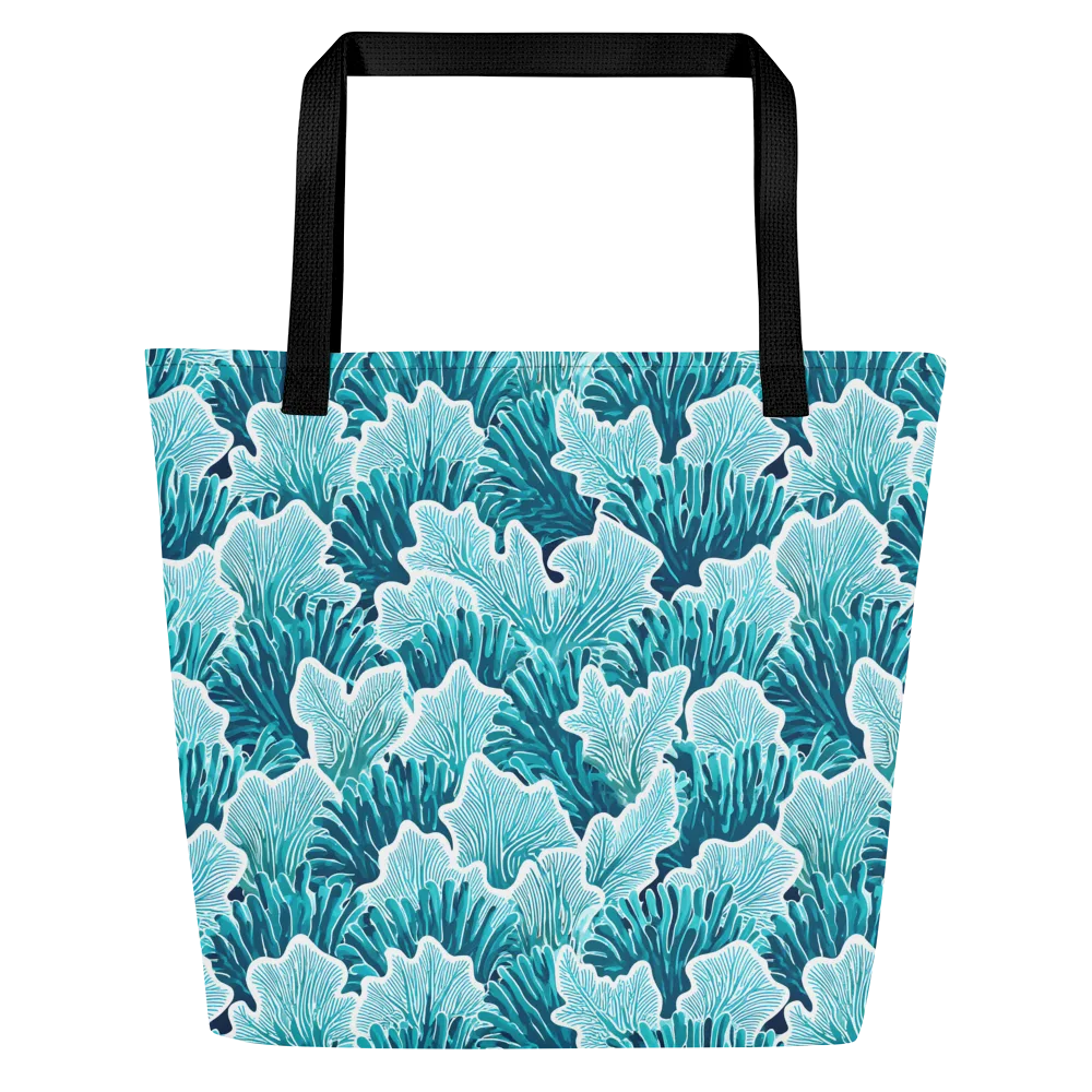 Azure Coral on Large Tote Bag W/ Pocket — Front
