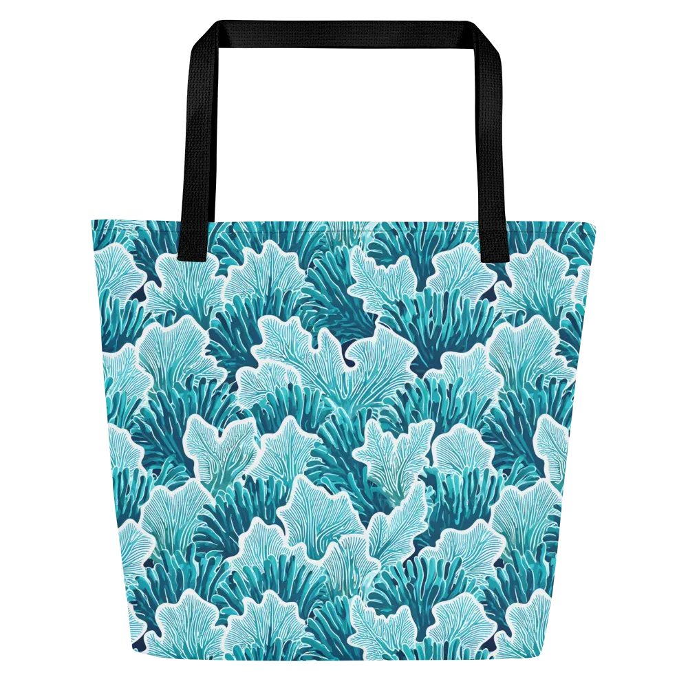 Azure Coral on Large Tote Bag W/ Pocket — Front