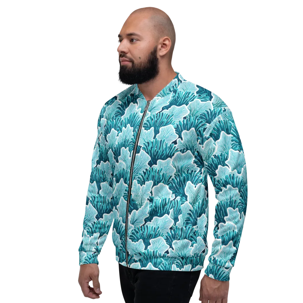 Azure Coral on Bomber Jacket — Left