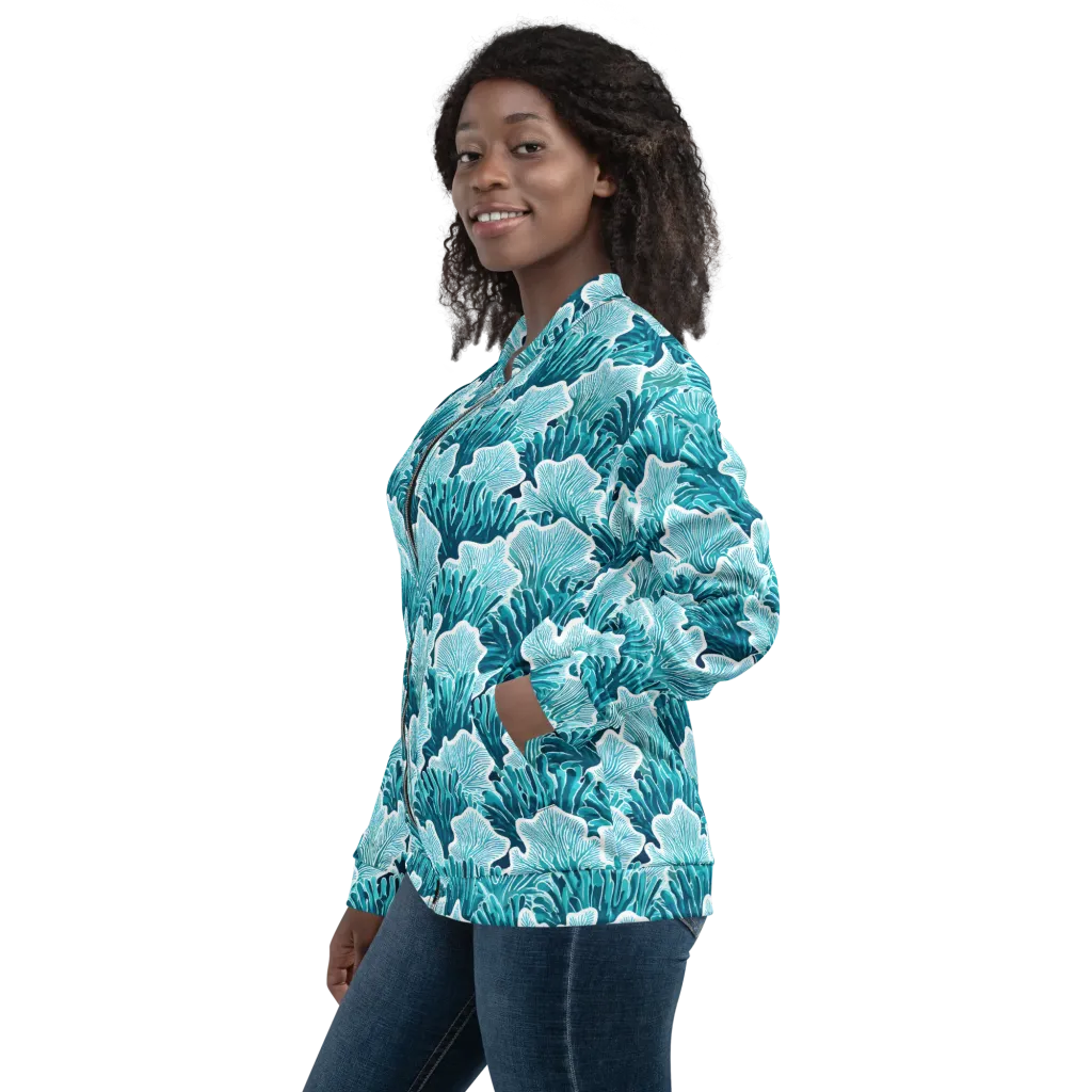 Azure Coral on Bomber Jacket — Left sleeve