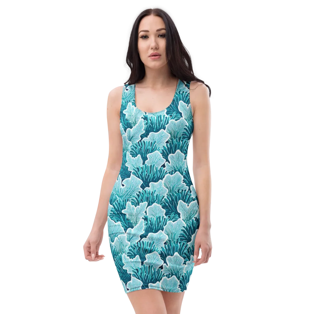 Azure Coral on Bodycon Dress — Front