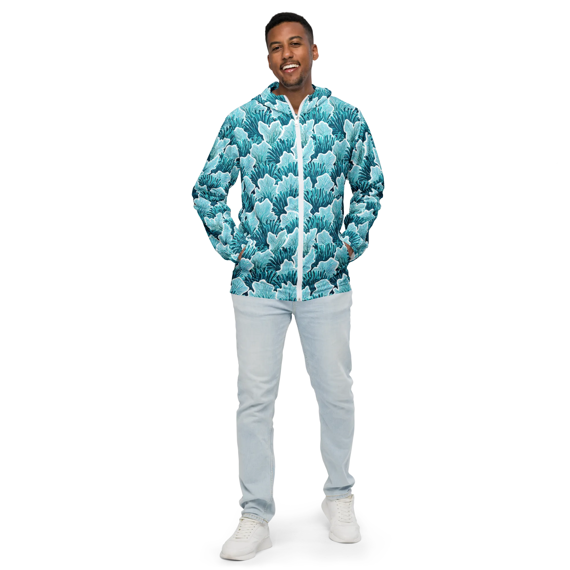 Azure Coral on Men's Windbreaker — Front