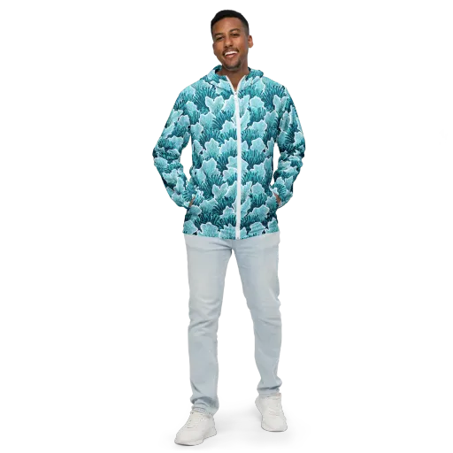 Azure Coral on a Men's Windbreaker