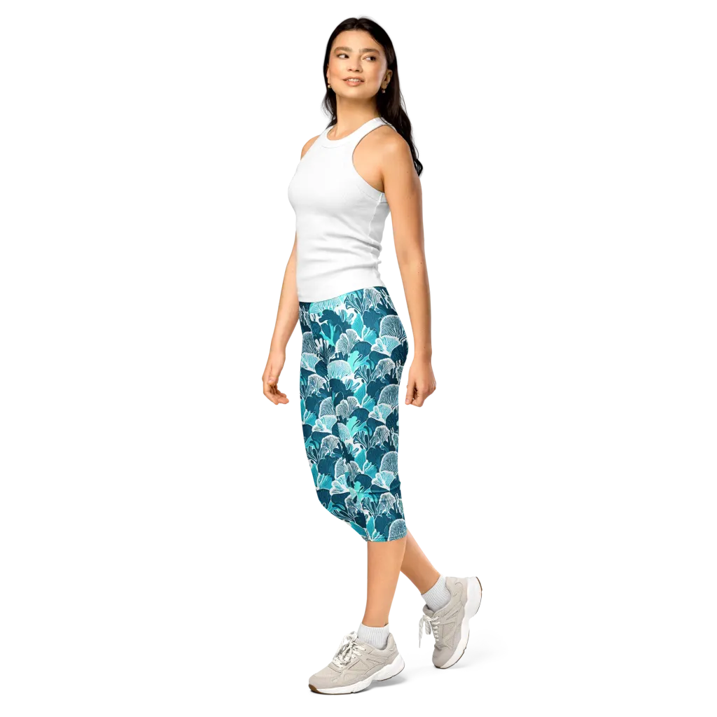 Aqua Fanfare on Capri Leggings — Print file