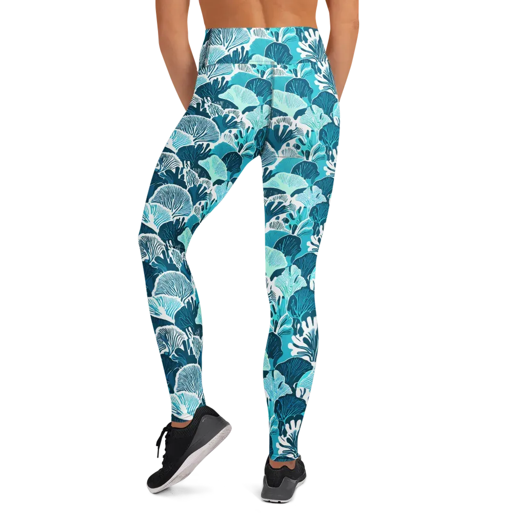 Aqua Fanfare on Yoga Leggings — Back