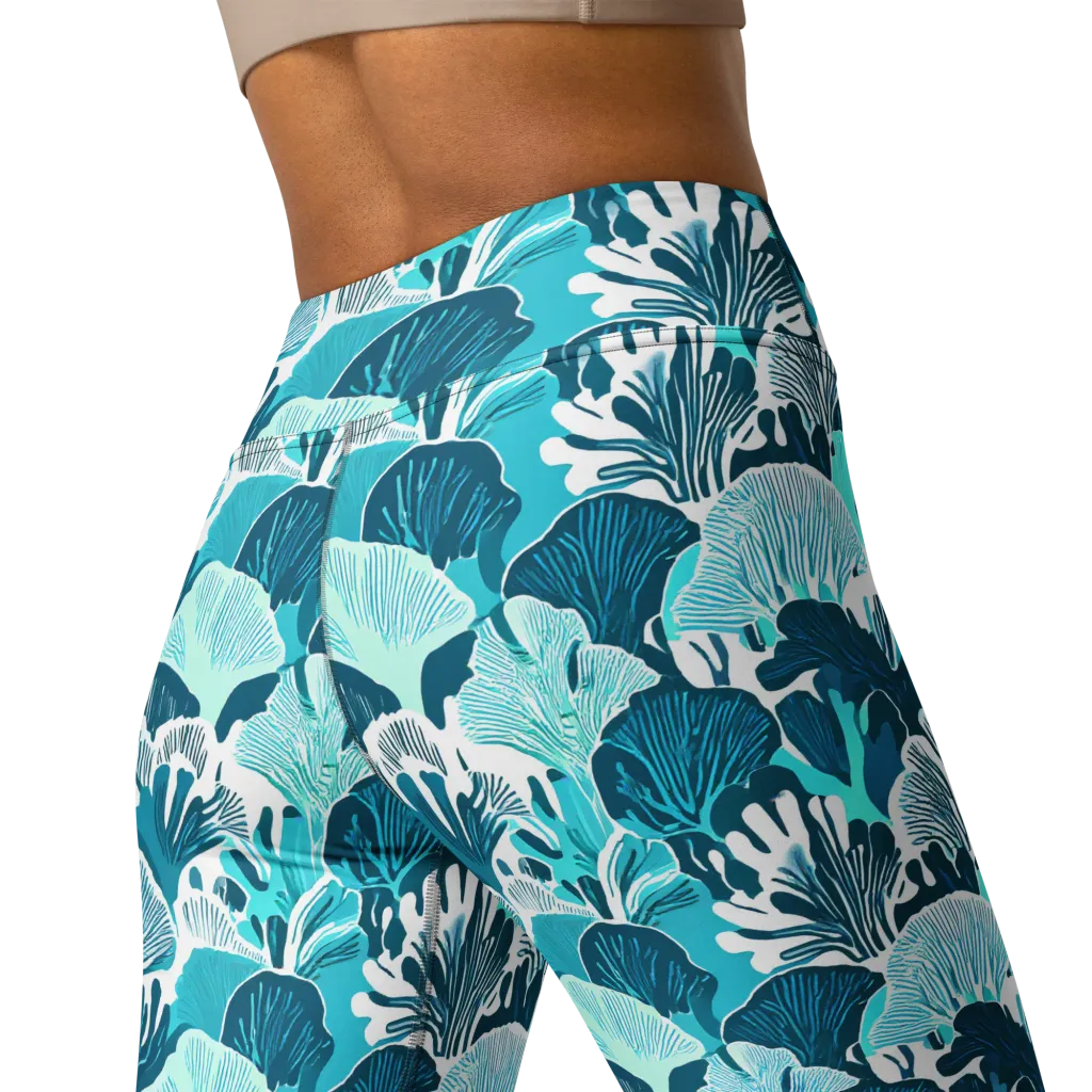Aqua Fanfare on Yoga Leggings — Back 2