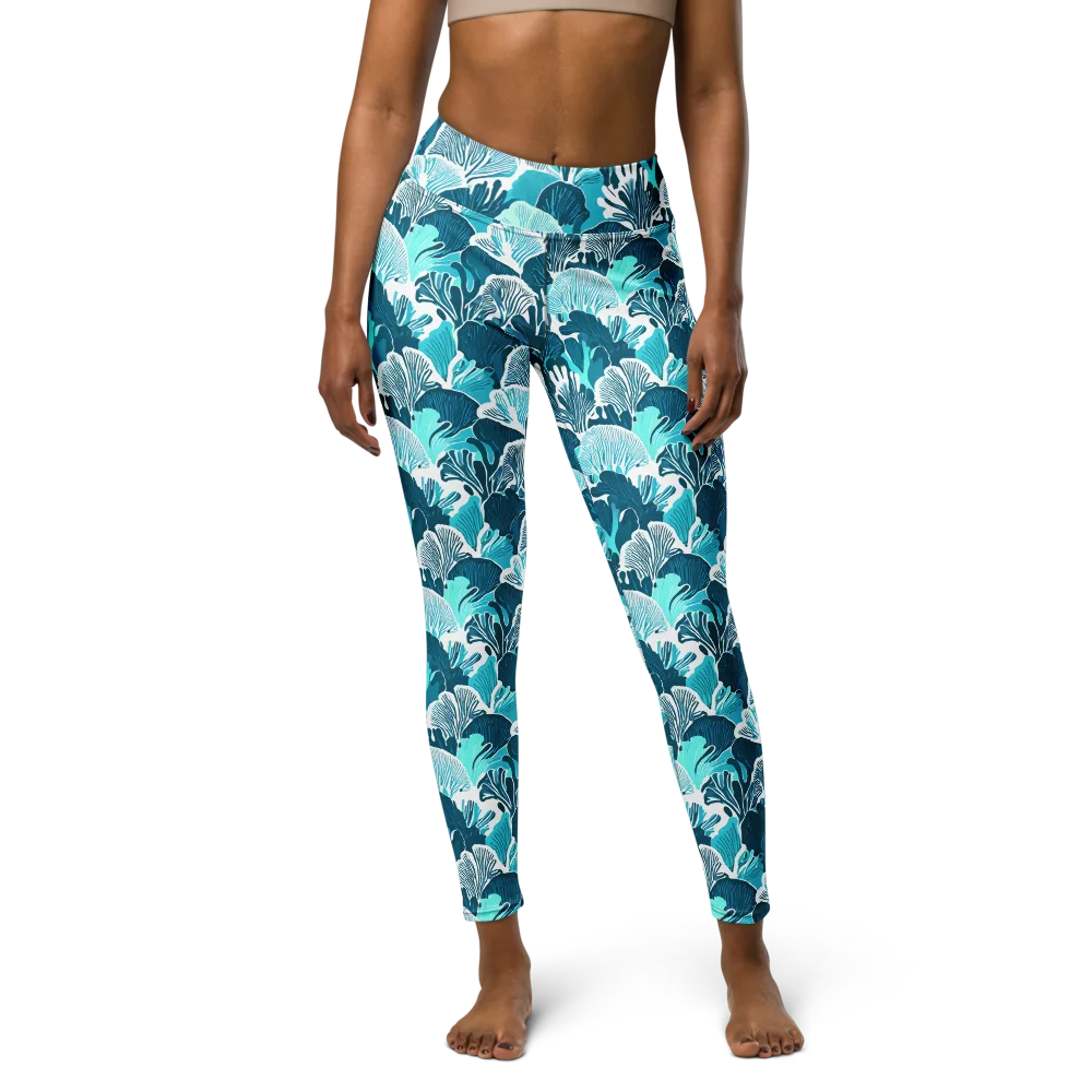 Aqua Fanfare on Yoga Leggings — Back waist