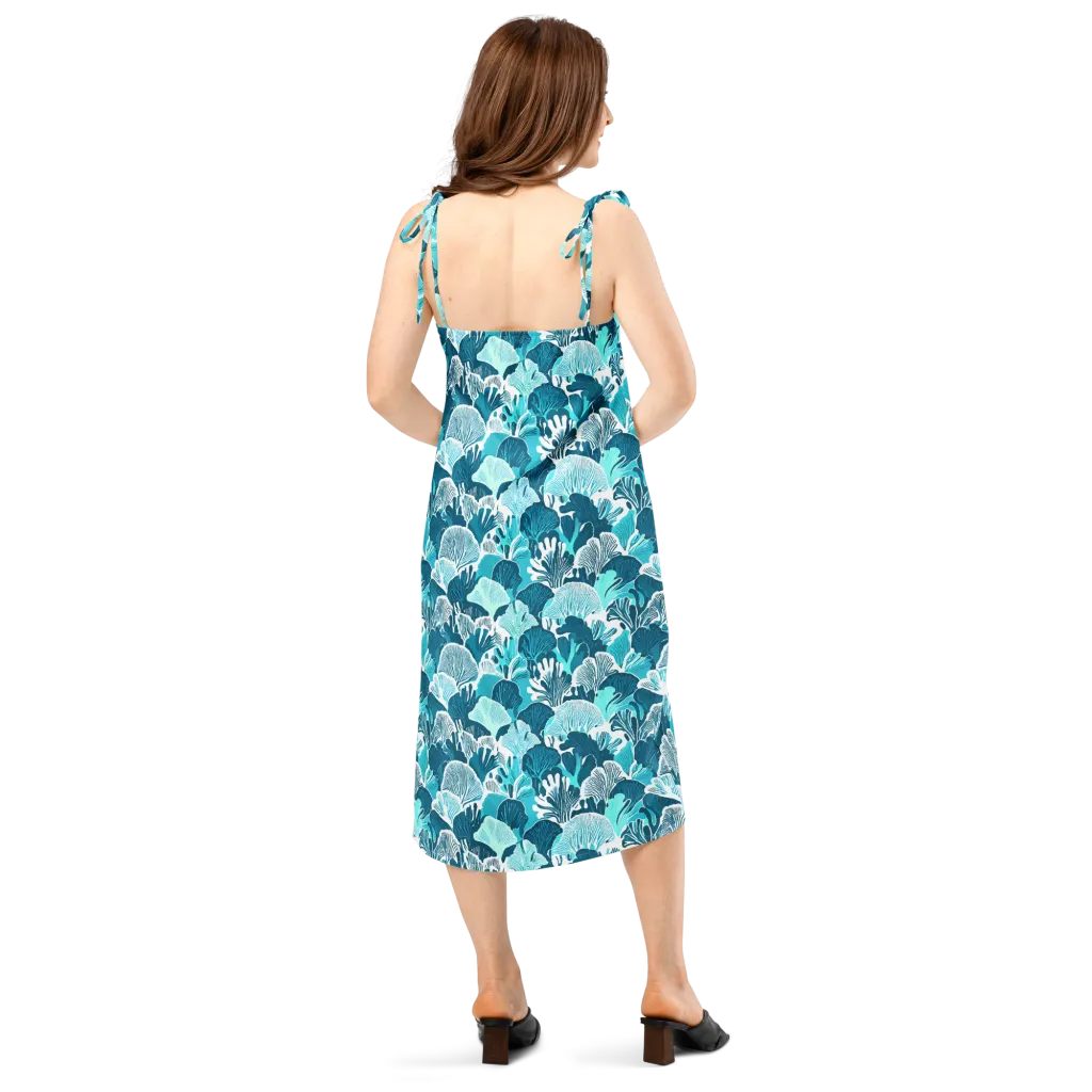 Aqua Fanfare on Slip Dress — Back