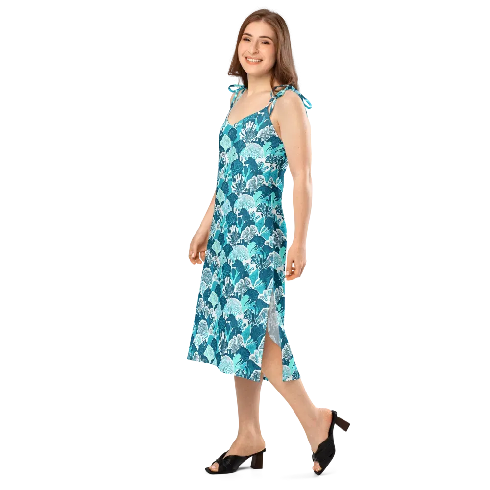 Aqua Fanfare on Slip Dress — Left Front