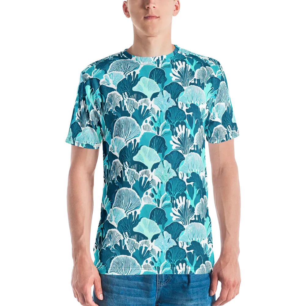 Aqua Fanfare on Men's Crew Neck T-Shirt — Front