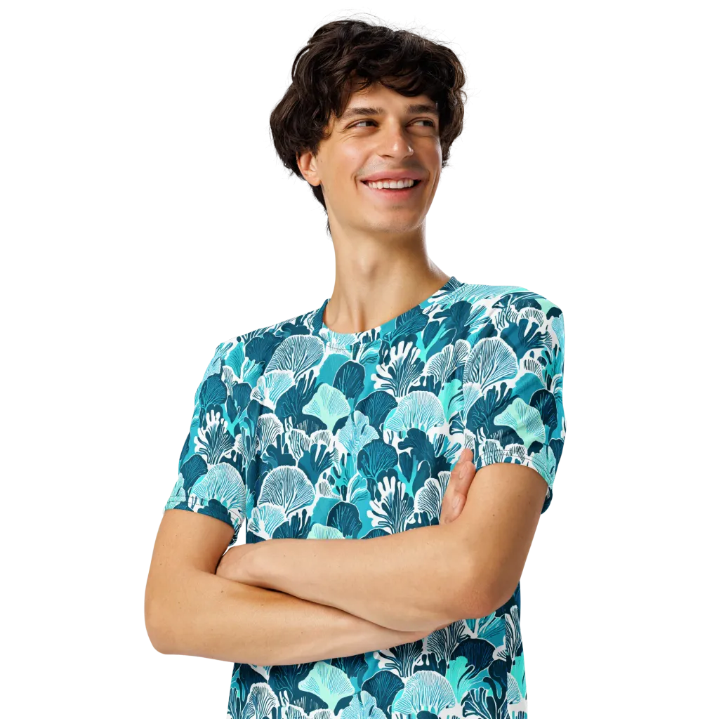 Aqua Fanfare on Men's Crew Neck T-Shirt — Front print