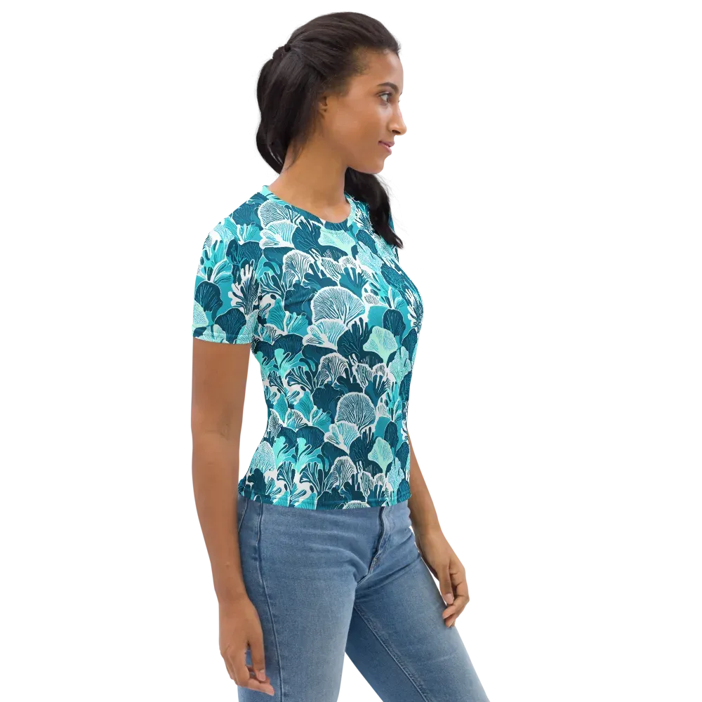 Aqua Fanfare on Women's Crew Neck T-Shirt — Back print