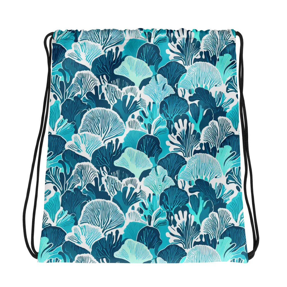 Aqua Fanfare on Drawstring Bag — Mockup