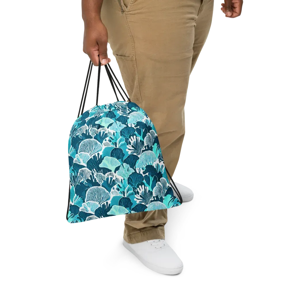 Aqua Fanfare on Drawstring Bag — Print file