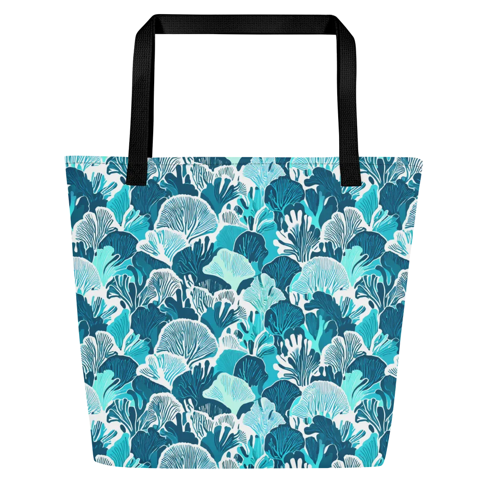 Aqua Fanfare on Large Tote Bag W/ Pocket — Front