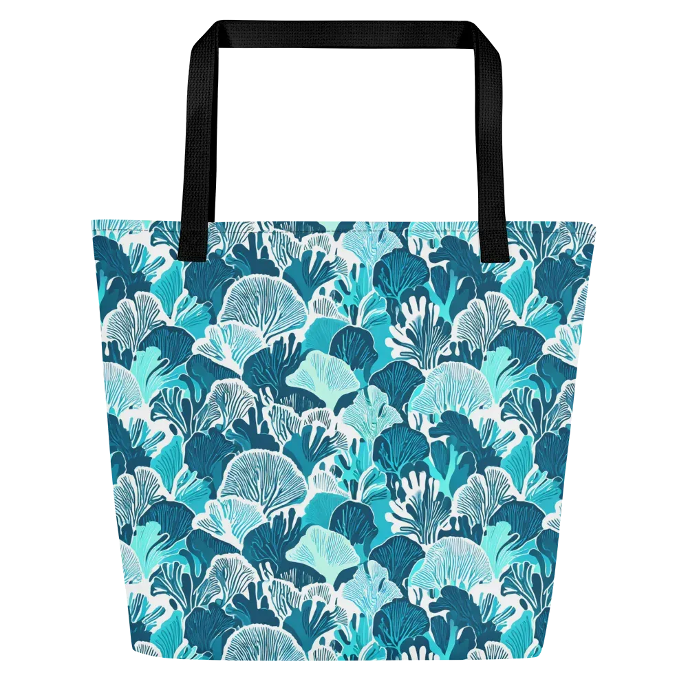 Aqua Fanfare on Large Tote Bag W/ Pocket — Front