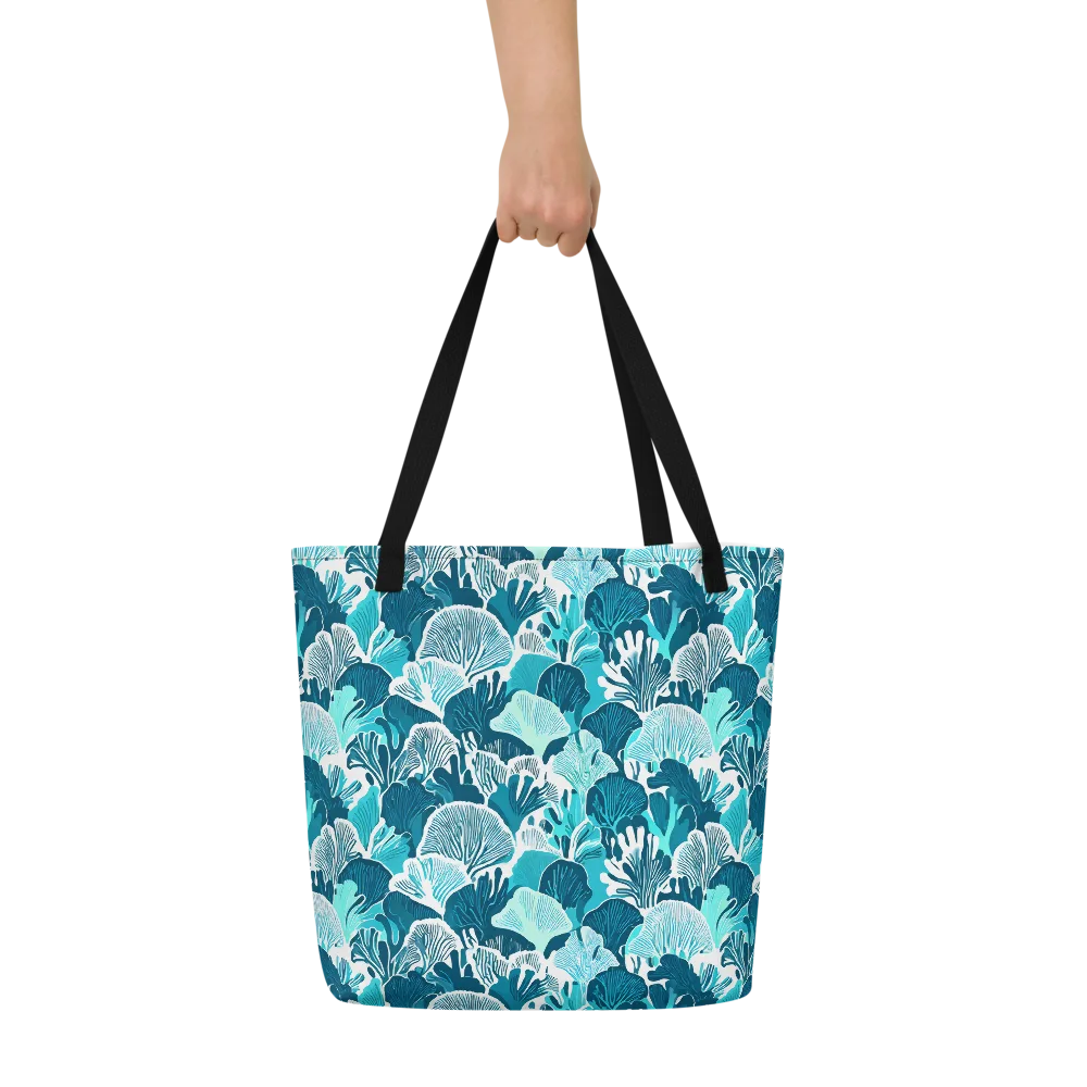 Aqua Fanfare on Large Tote Bag W/ Pocket — Print file