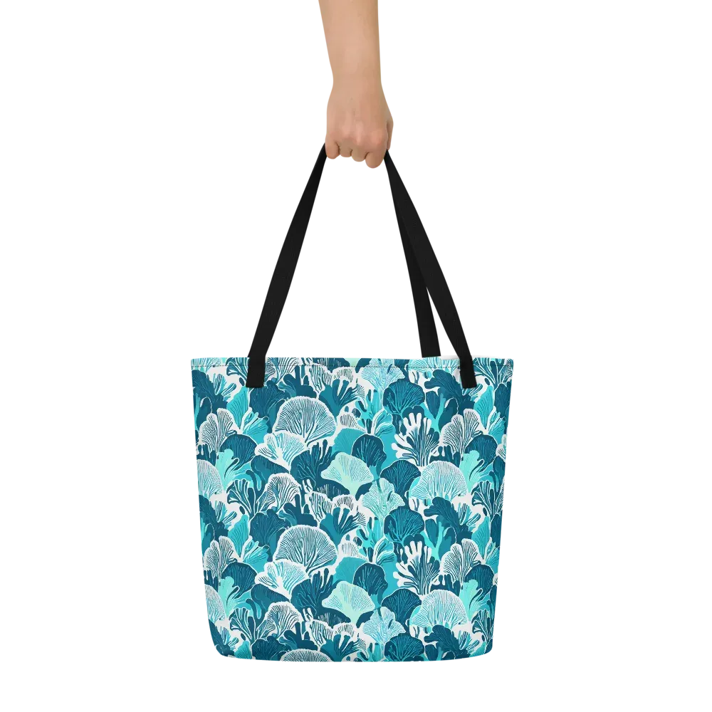 Aqua Fanfare on Large Tote Bag W/ Pocket — Print file