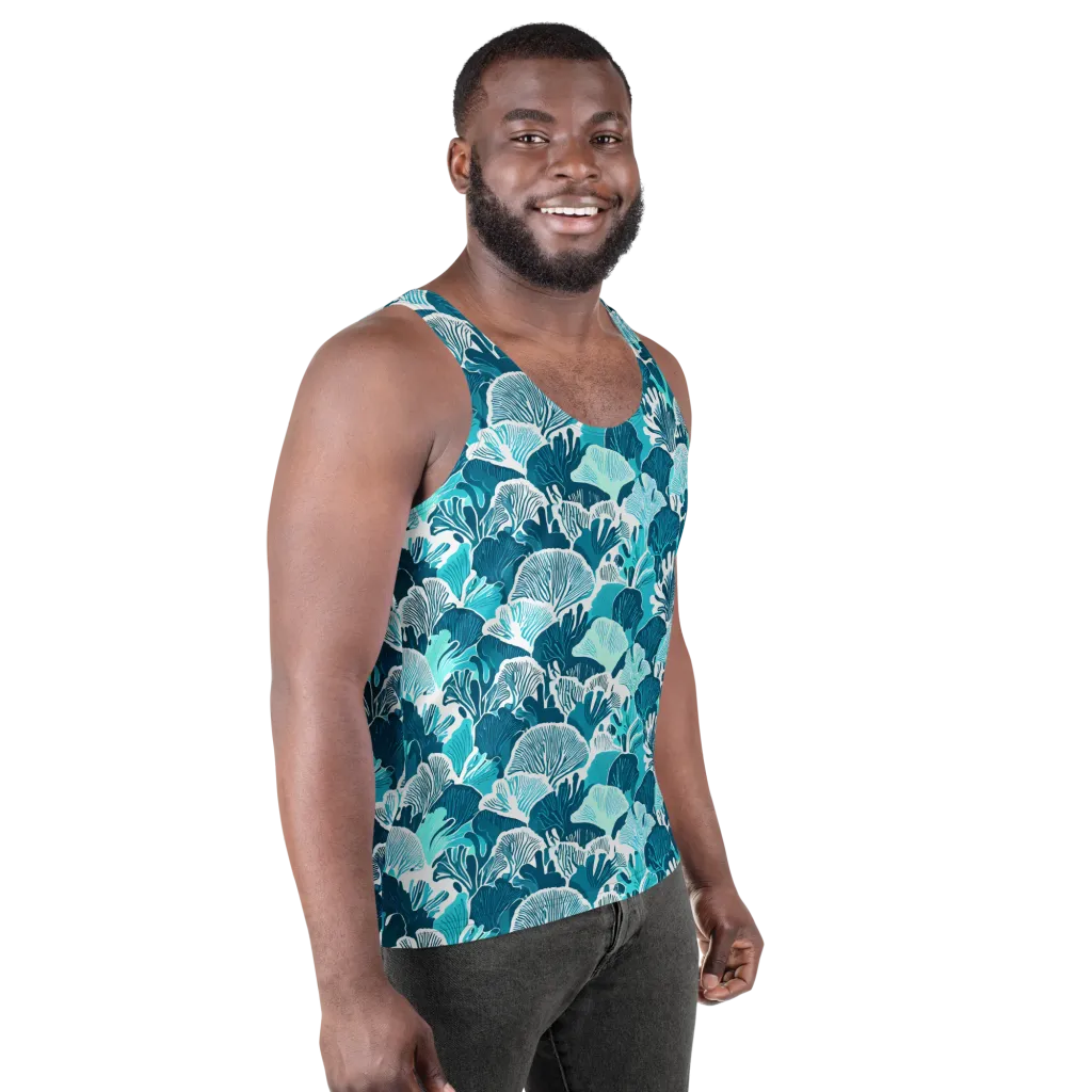 Aqua Fanfare on Men's Tank Top — Right Front