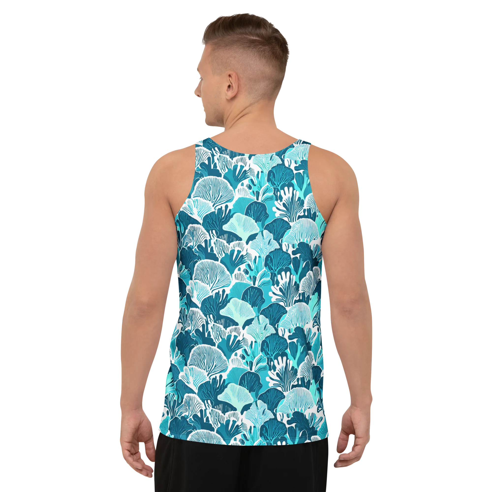 Aqua Fanfare on Men's Tank Top — Back print