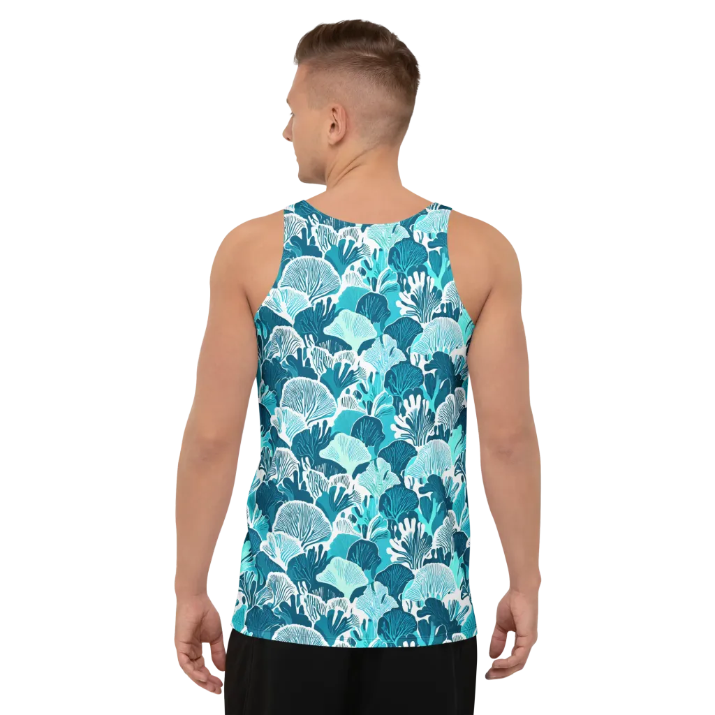 Aqua Fanfare on Men's Tank Top — Back print