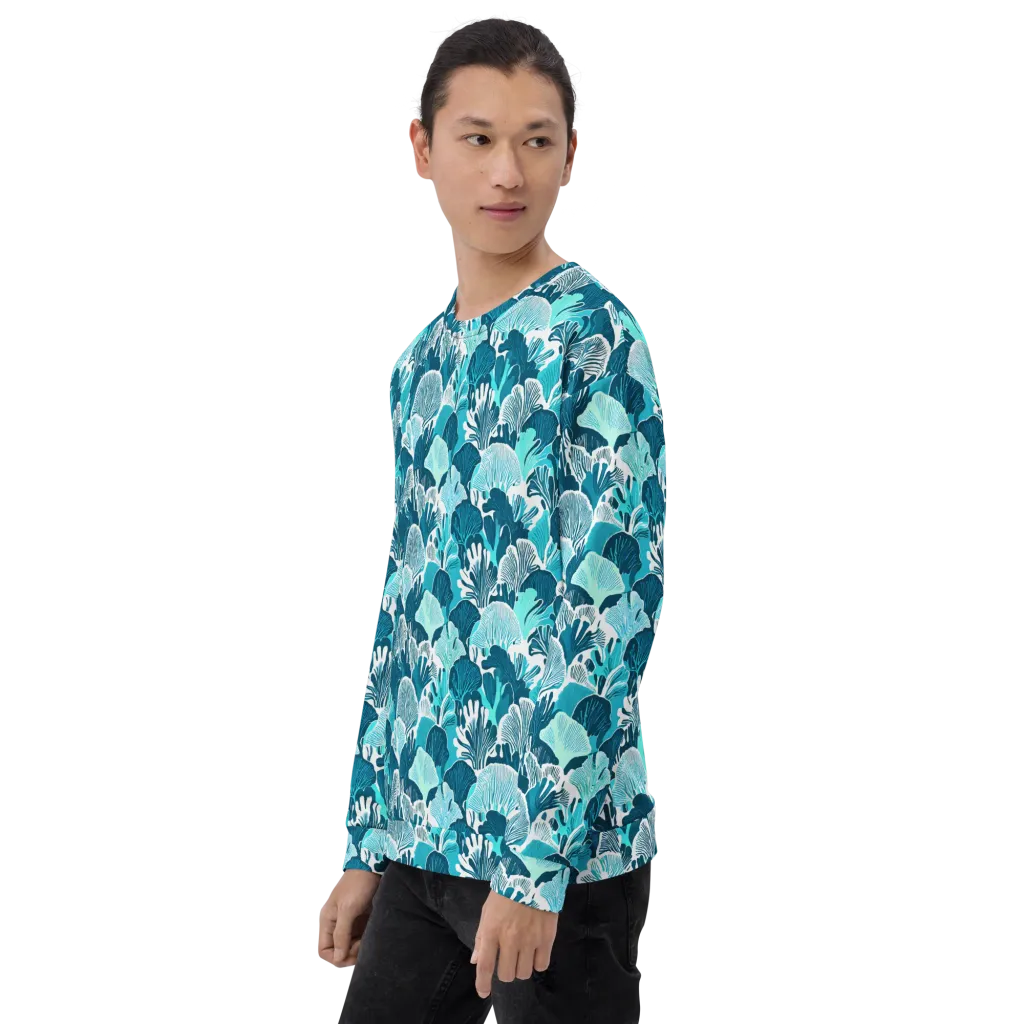 Aqua Fanfare on Sweatshirt — Left sleeve