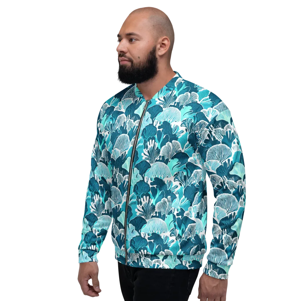 Aqua Fanfare on Bomber Jacket — Left