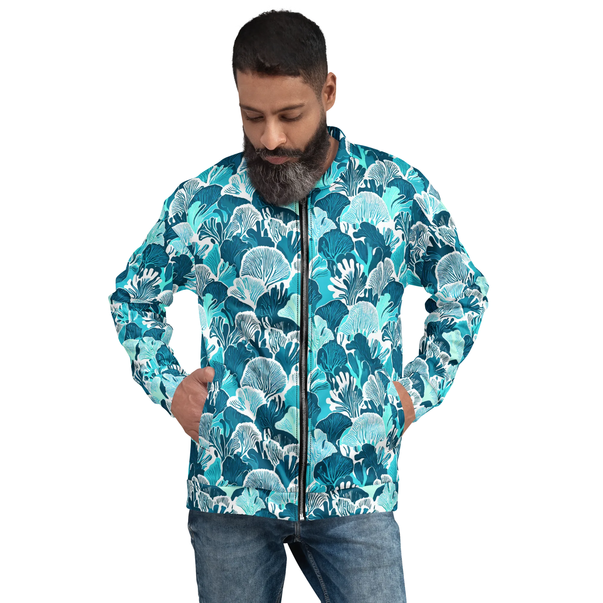 Aqua Fanfare on Bomber Jacket — Front print