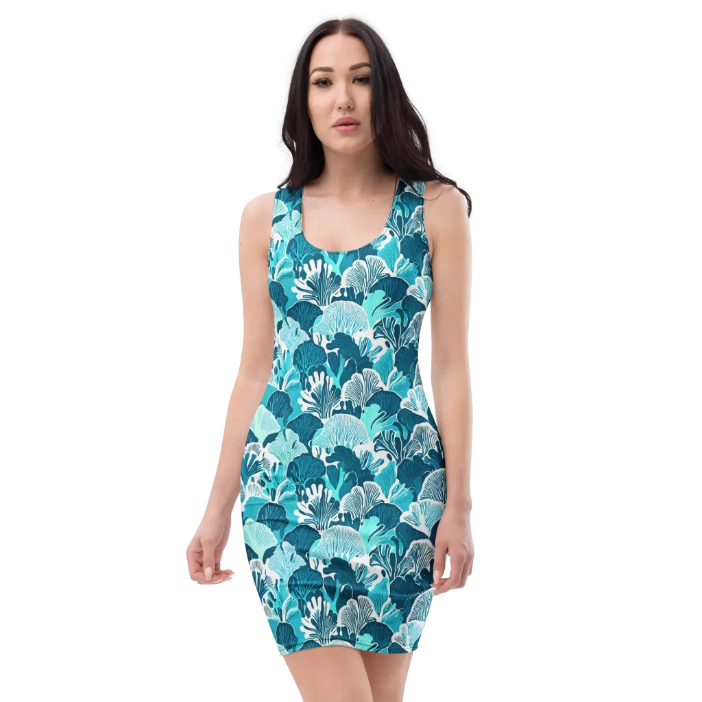 Aqua Fanfare on Bodycon Dress — Front