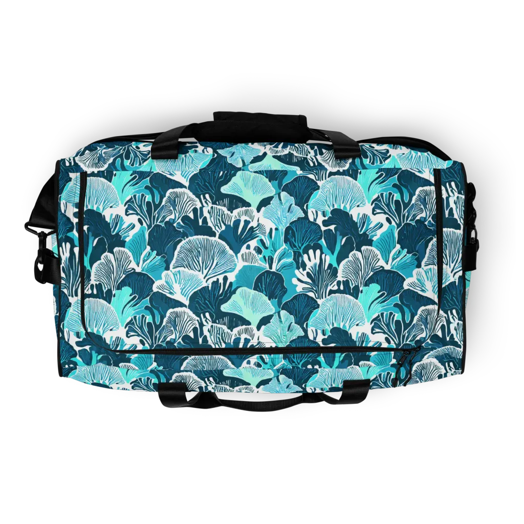 Aqua Fanfare on Duffle Bag — Top print