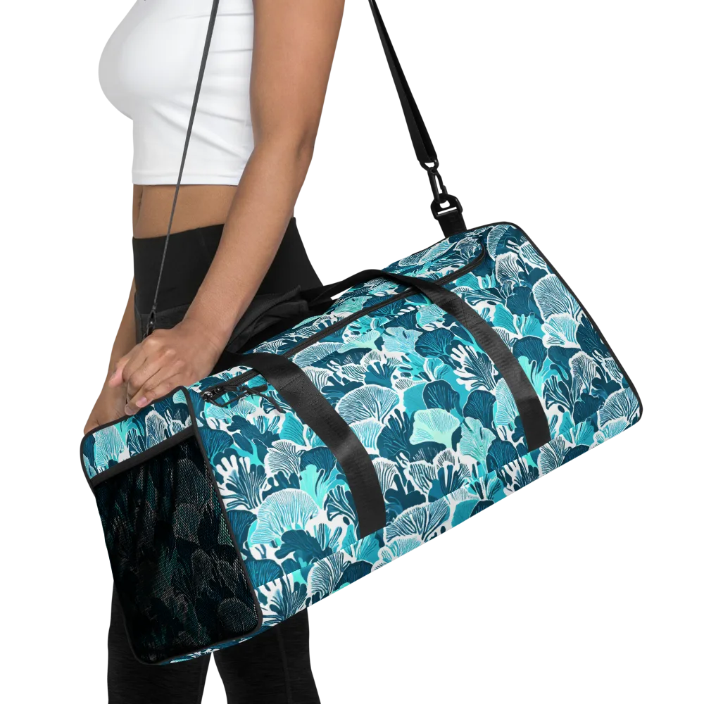 Aqua Fanfare on Duffle Bag — Front