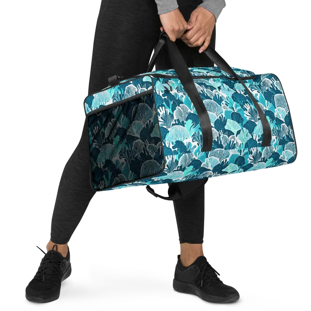 Aqua Fanfare on Duffle Bag — Right Front