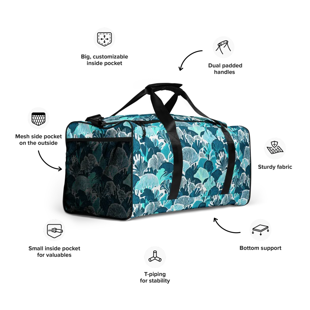 Aqua Fanfare on Duffle Bag — Front print