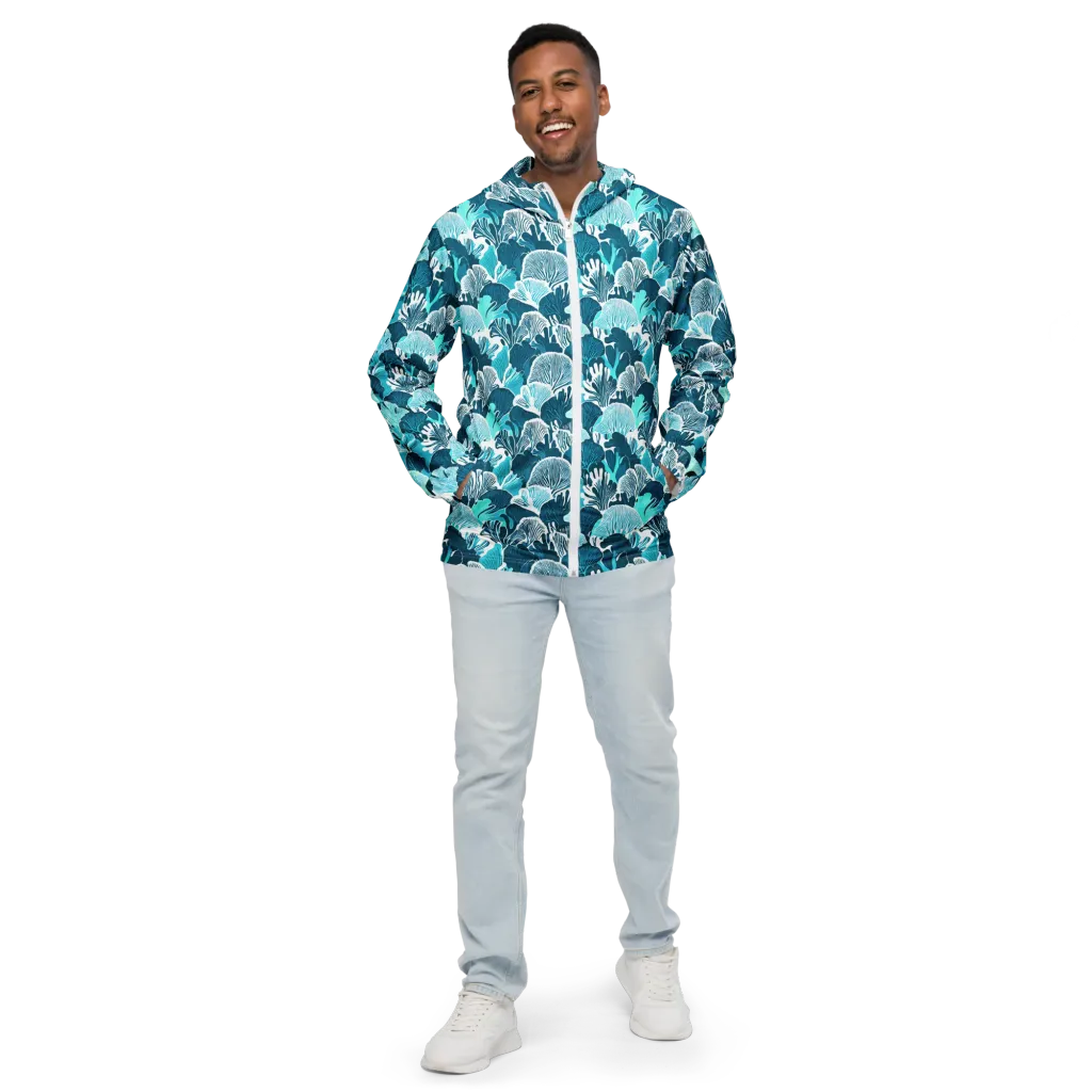 Aqua Fanfare on Men's Windbreaker — Front