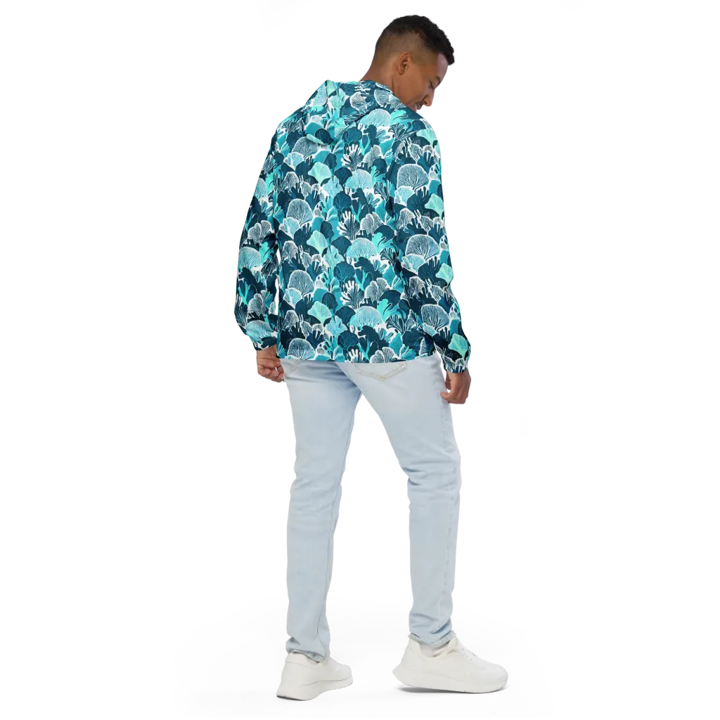 Aqua Fanfare on Men's Windbreaker — Back