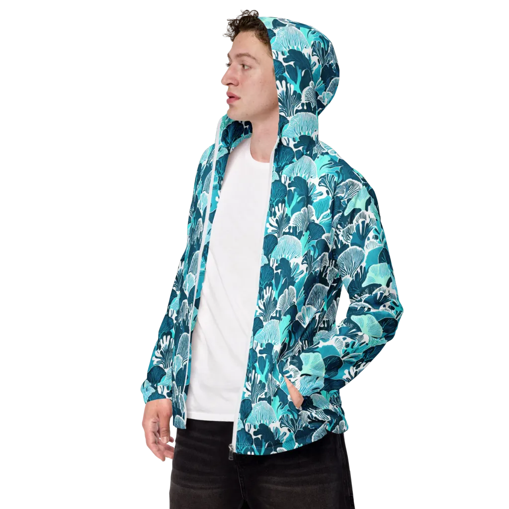 Aqua Fanfare on Men's Windbreaker — Left Front