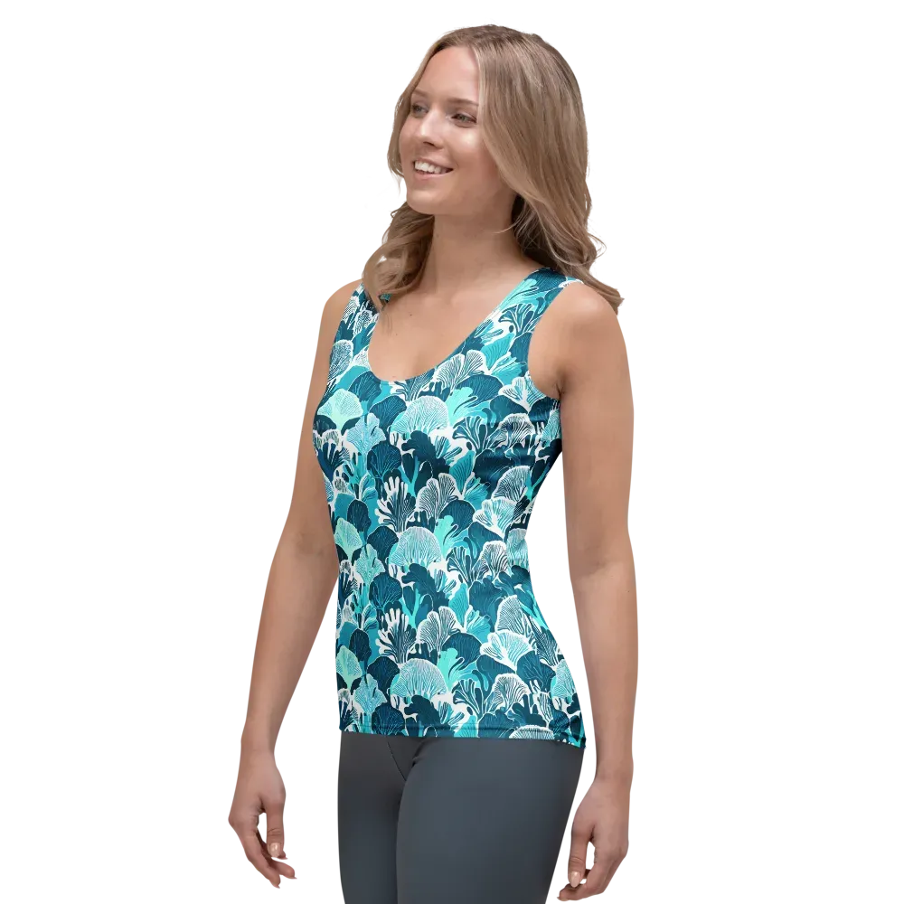 Aqua Fanfare on Women's Tank Top — Left Front
