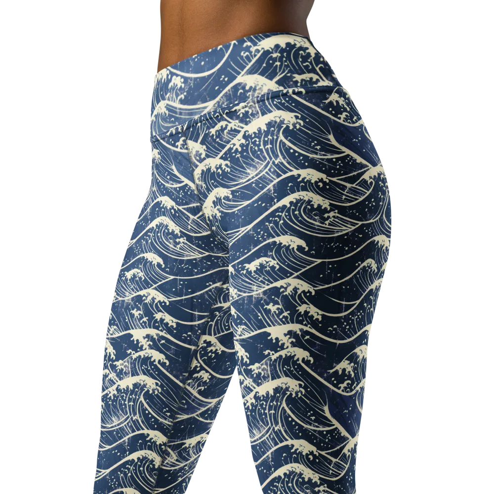 Ukiyo Wave on Yoga Leggings — Back waist