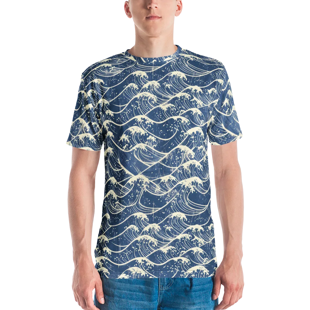 Ukiyo Wave on Men's Crew Neck T-Shirt — Front