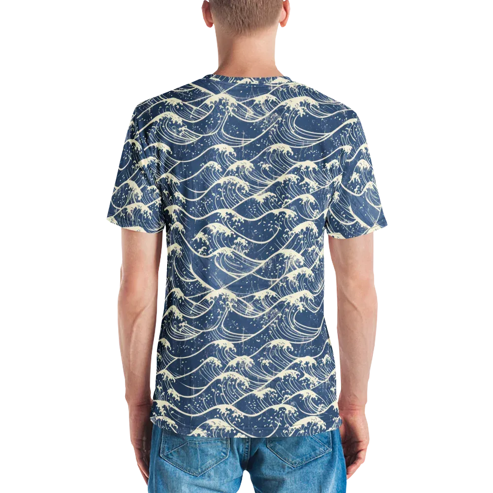 Ukiyo Wave on Men's Crew Neck T-Shirt — Back