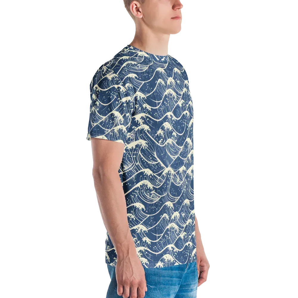 Ukiyo Wave on Men's Crew Neck T-Shirt — Right