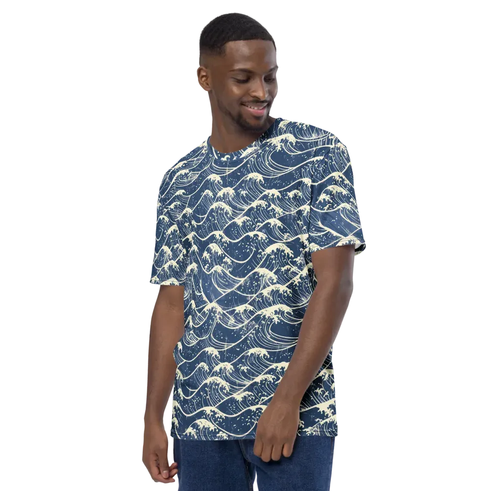Ukiyo Wave on Men's Crew Neck T-Shirt — Back print