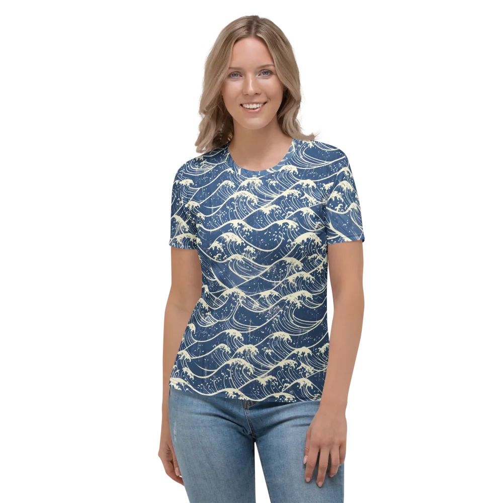 Ukiyo Wave on Women's Crew Neck T-Shirt — Front